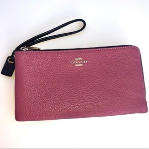 COACH double zip wallet wristlet in color block